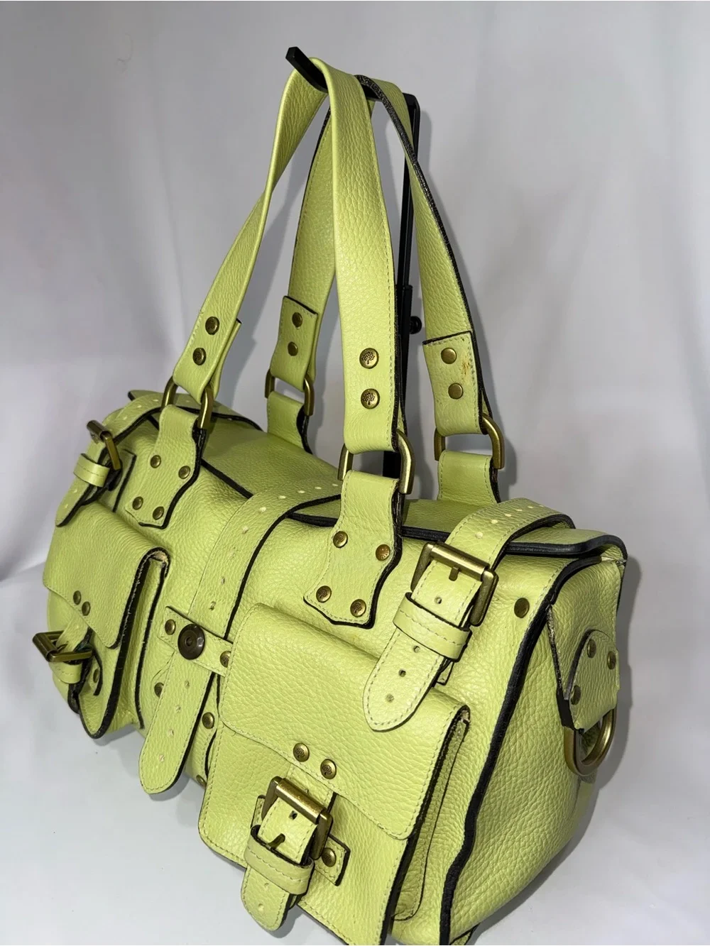 Mulberry Roxanne Lime Green Leather Satchel Shoulder Bag